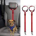2 Packs Dog Cat Safety Seat Belt Adjustable Nylon Fabric Red