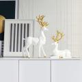 Origami Elk,resin Sitting Standing Deer Statues,for Home Decoration-a