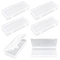 6 Pack Clear Plastic Storage Box with Hinged Lid for Beads Craft