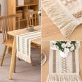 Macrame Table Runners Splicing Cotton and Burlap Table Runner Boho