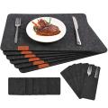Felt Anthracite Place Mats Washable Wipe Clean Glass Coasters, 6 Set