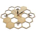 Cut Wood Clock Honey Bee Honey Comb Hexagon Nature Watch Wall Clock