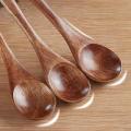 6 Pieces Wooden Long Handle Round Spoons for Soup Cooking Kitchen