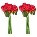 12pcs/lots Rose Flowers Wedding Bouquet Rose Silk(red