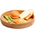 Rattan Hand Woven Round Tray Food Platters Plate with Handles(s-30cm)