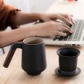 Ceramic Coffee Mug Tumbler Rust Glaze Tea Milk Beer Mug with Wood-b