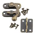 Small Box Hinges Bronze Right Latch Hook Hasp with Hinges and Screws