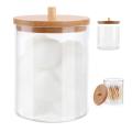 Dispenser Holders with Bamboo Lid for Bathroom Countertop Organizer