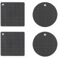 4 Pcs Extra Thick Silicone Trivet Mats: Trivets for Hot Dishes Black