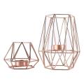 2 Pcs Hexagon Geometric Tea Light Candle Holders,rose Golden(s+l)