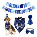 Dog Birthday Plaid Bandana Hat Scarf Set, for Dog Cats Pets