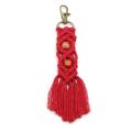 Mini Macrame Keychains Boho Macrame Bag Charms for Car Key,red