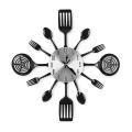 16 Inch Large Kitchen Wall Clocks with Spoons and Forks(black)