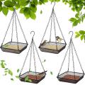 4 Packs Hanging Tray Metal Mesh Seed Tray Platform Bird Seed Feeder