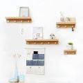 Wooden Wall Shelf Wall Mount Organizer for Kitchen Bedroom(2 Hooks)