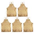 5x Canvas Cook Apron Barista Bartender Hairdressing Apron(brown)