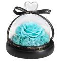 Eternal Flowers In Heart Glass Dome with Led Light for Women Girls 7