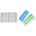 Ice Square Trays 2 Pack, Silicone Flexible 14-ice Trays Stackable