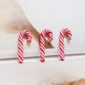 10pcs Christmas Red Cane Soft Pottery New Year Candy Cane Decoration