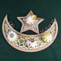Moon Star Wooden Eid Decoration for Home Muslim Decor Food Tray(b)