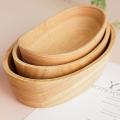 New Oak Boat Wooden Tray Solid Oval Dish Fruit Dessert Disk Tray