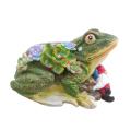 Frog Gnome Garden Statue with Light, Sculpture for Outdoor Decor