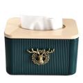 Retro Stereo Deer Head Tissue Box Napkin Holder for Kitchen (green)