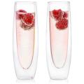 2pcs Glass Champagne Glasses Double-layer Handleless Glasses