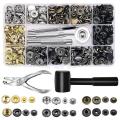 120 Set Snap Fasteners Kit with Puncher, 4 Setter Tools for Jackets
