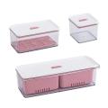 Stackable Produce Saver, Organizer/storage Containers Set Of 3(pink)