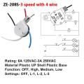 2 Pcs Fan Light Switch Ze-208s 3 Speed 4 Wire Fan Switch Nickel