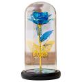 Glass Rose,eternal Flower Light Up for Night Bedroom Decor Blue