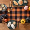 13x70inch Black and Orange Plaid Table Runner,for Party Home Decor