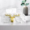 European Resin Golden Deer Head Tissue Box Elk Pen Holder B