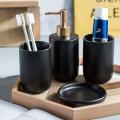 Simple Ceramic Bathroom Four-piece Wash Set Mouthwash Cup Set Black