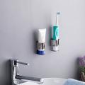 2-piece Self-adhesive Wall-mounted Stainless Steel Toothbrush Holder