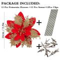 Red Artificial Christmas Flowers for Xmas Wedding Party Wreath Decor