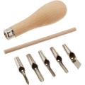 Block Cutting Rubber Stamp Carving Tools with 5 Blade Wood Handle Set