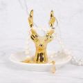 Ceramic Deer Head Jewelry Display Holders Tray Ring Bracelet Storage