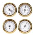 4pcs Brass Case Weather Station Barometer and Clock Tid 115mm