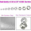 Stainless Steel Nuts 2-56 to 3/8inch-16 Kit for Screws Bolts-280pcs
