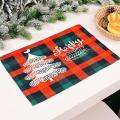 Christmas Placemats Set Of 4, with Plaid Printed, Washable Mats, D