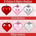 24pcs Valentines Day Decor Heart Shaped Hanging Baubles Decorations