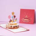 3d Pop-up Birthday Card with Double Layer Cake Design(red)