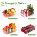5 Pack Food Storage Organizer Bins, Plastic Organizer with 3 Dividers