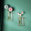 Wall-mounted Glass Vase Wall Decoration Hanging Vases, Rose Gold