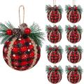 9pcs Christmas Plaid Ball Ornaments Christmas Tree Ball Ornaments
