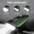 Bike Lights Set with Horn 1400lm Usb Rechargeable Headlight,green