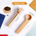 8pcs Wooden Coffee Scoop and Bag Clip 2-in-1 Bags for Beans, Tea,etc