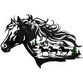Metal Hollow Wall Art Western Horse Silhouette Ornament for Bar